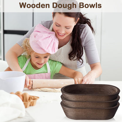 Katieyca 10 Pack Wooden Dough Bowls Bulk 8.5 Inch Rustic Dough Bowls for Wedding DIY Candle Home Crafts Making Farmhouse Fruits Supplies Decoration ﻿ ﻿