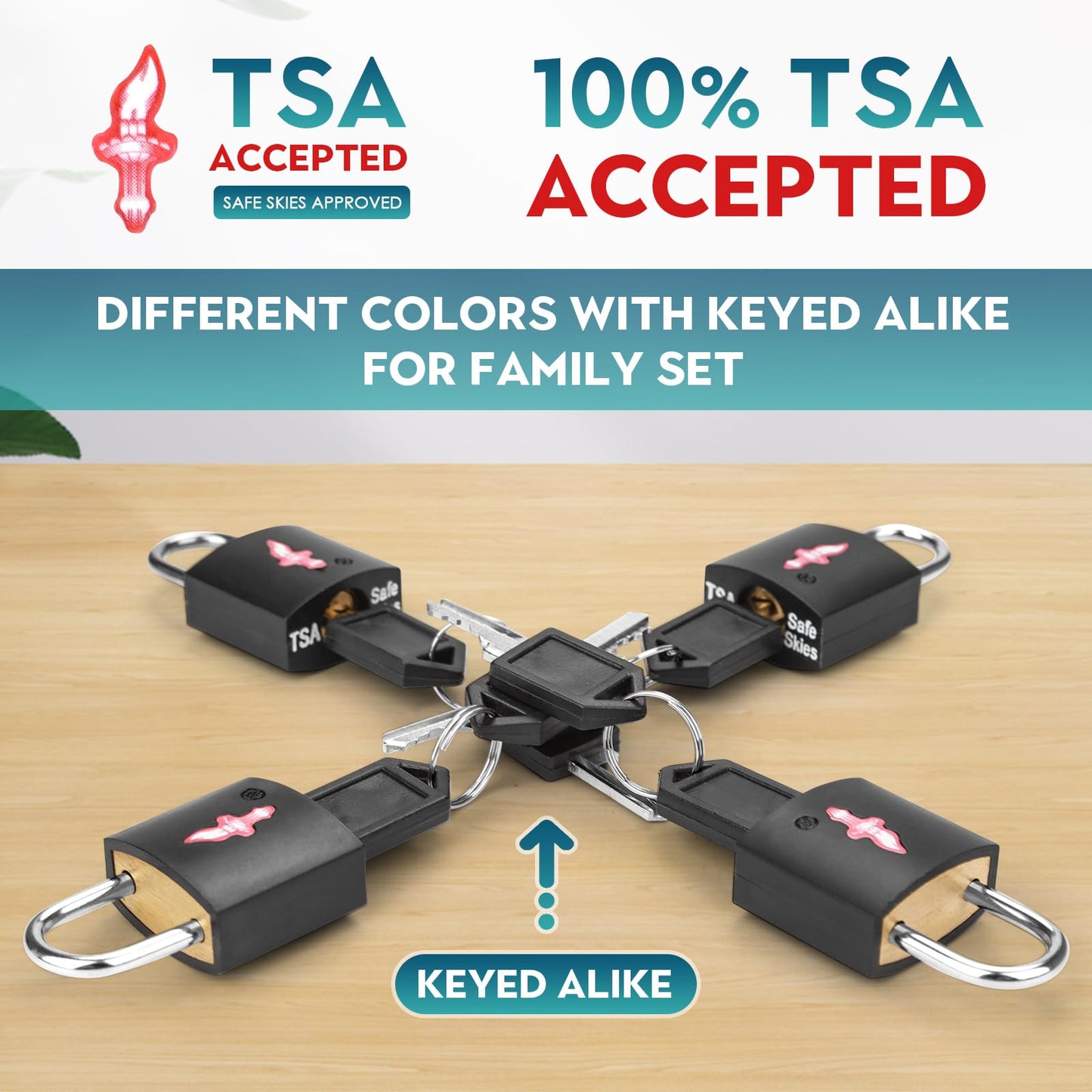 DUALCROWN 12-Pack Black Neon Square TSA Approved Luggage Lock for Suitcases, Carry-On Bags, Backpacks & Laptop Cases