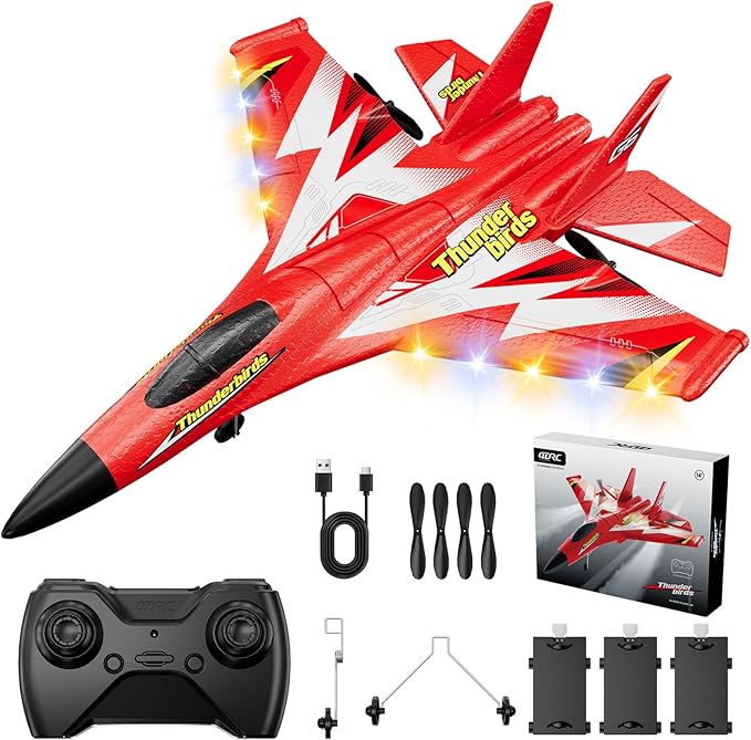 Foam RC Plane Toys with 3 Batteries Remote Control Airplane RC Jet Helicopter Drone Plane for Kids Adults Easy to Fly RC Fighter Remote Control Aircraft with Automatic Balance Gyro for Adult Kids