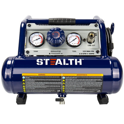 STEALTH Air Compressor 1 Gallon, 1/2HP Max 125 PSI, Induction Motor, 0.8 CFM@90PSI, 1.3 CFM@40PSI, Oil-Free Maintenance Free Light Weight Electric Air Tools for Drilling, Nailing, Grinding, SAUQ-1105