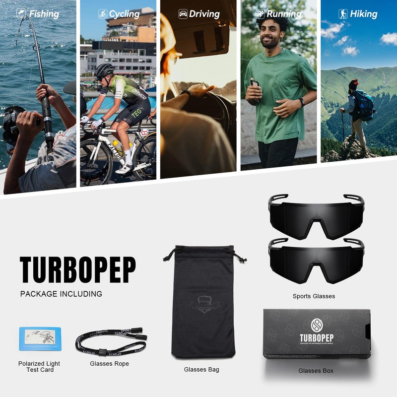 TURBOPEP Polarized Sports Sunglasses for Men and Women,Fishing Cycling Mountain Bike Baseball Sunglasses with UV Protection