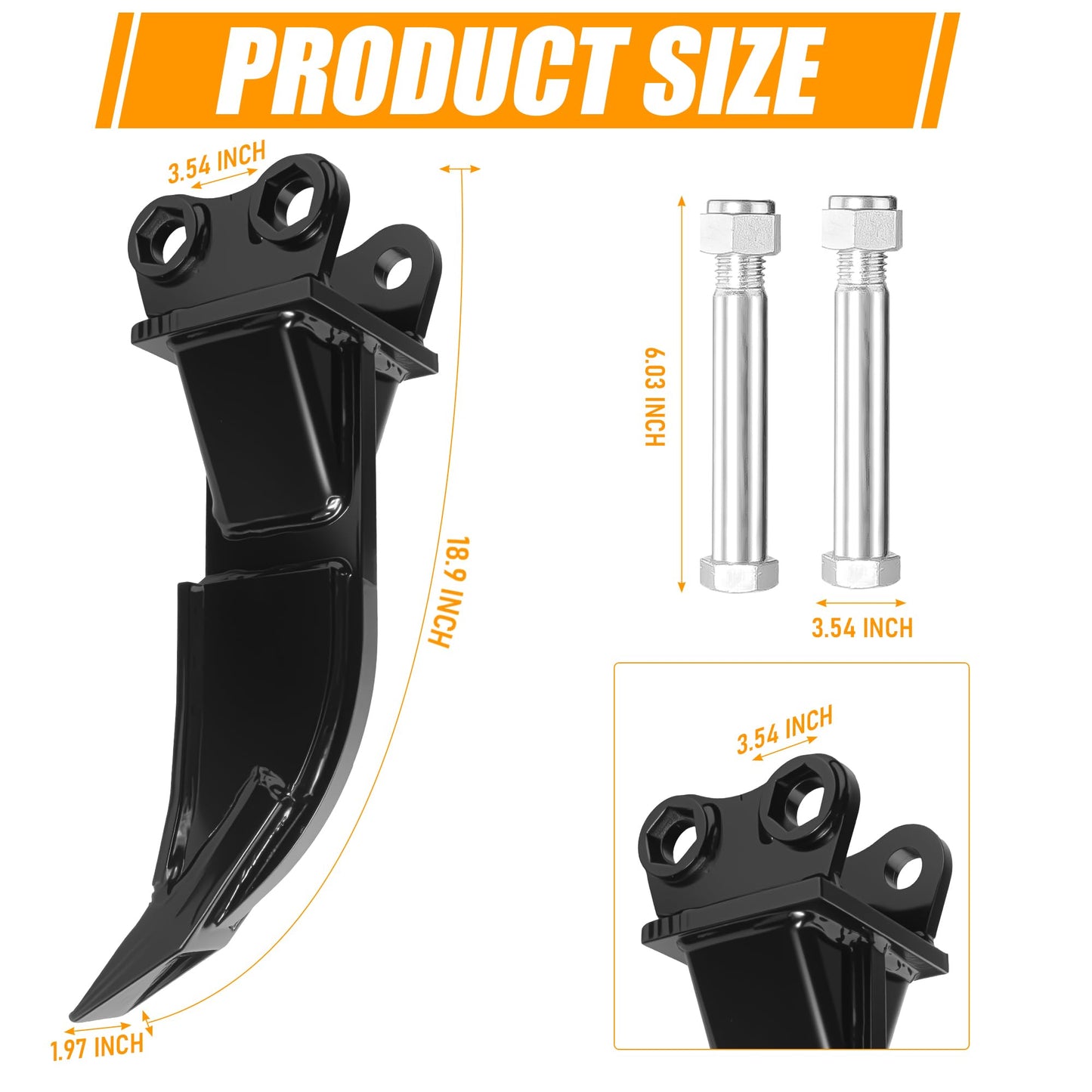 NULTRUMA Mini Excavator Ripper Attachment, Single Hook Backhoe Scarifier for 1-1.5 Ton Excavators | 90mm (3.54") Span | 25mm (0.98") Hole | 88mm (3.46") Center Wheelbase | Includes Pins