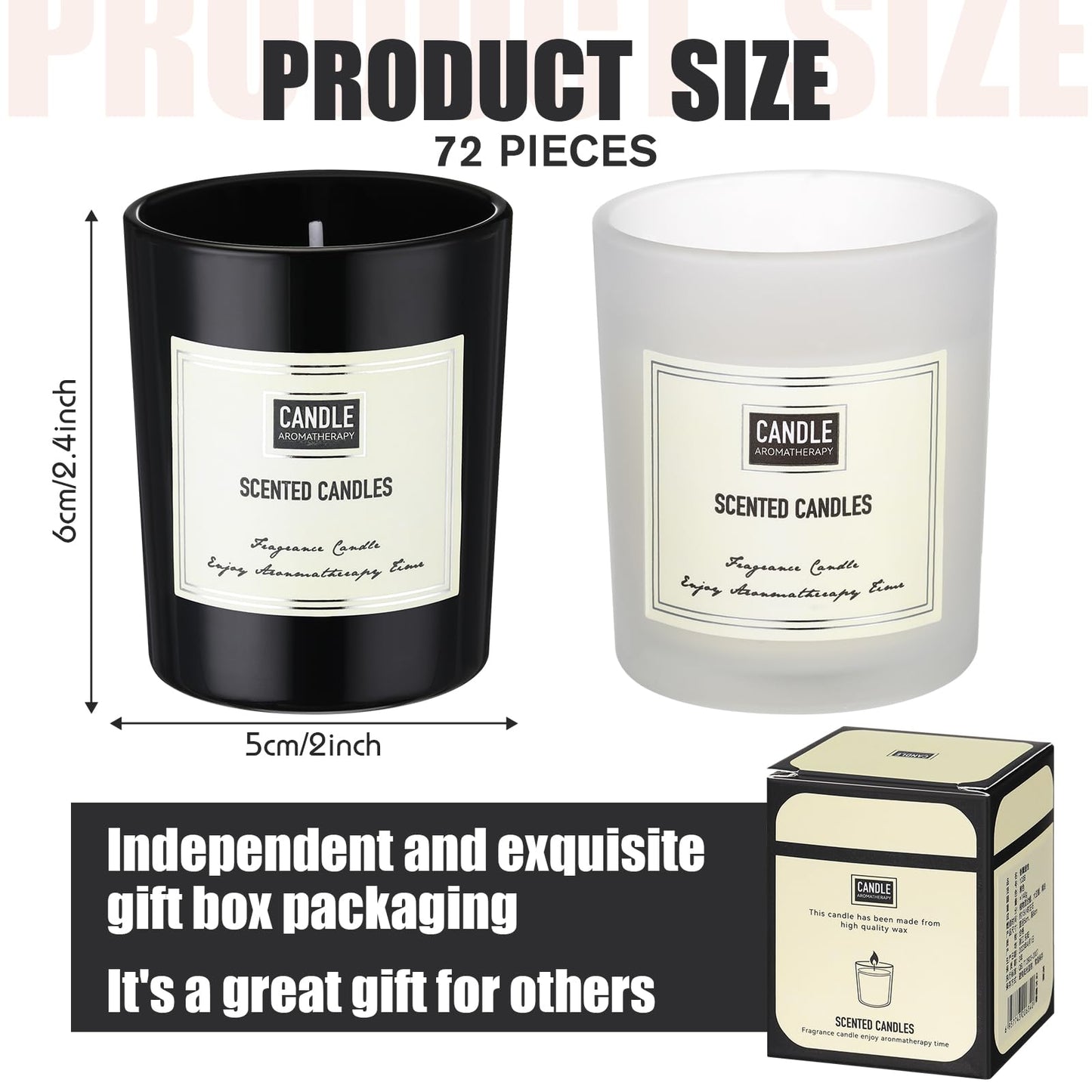 Threlaco 72 Pcs Scented Candles Bulk Home Aromatherapy Candle Gift for Women 8 Fragrance Long Lasting Soy Wax Jar Candles for Mother's Day Thanksgiving Christmas Coworker Employee (Fresh, Black White)