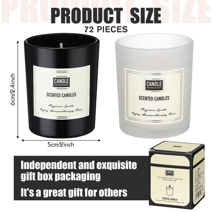 Threlaco 72 Pcs Scented Candles Bulk Home Aromatherapy Candle Gift for Women 8 Fragrance Long Lasting Soy Wax Jar Candles for Mother's Day Thanksgiving Christmas Coworker Employee (Fresh, Black White)