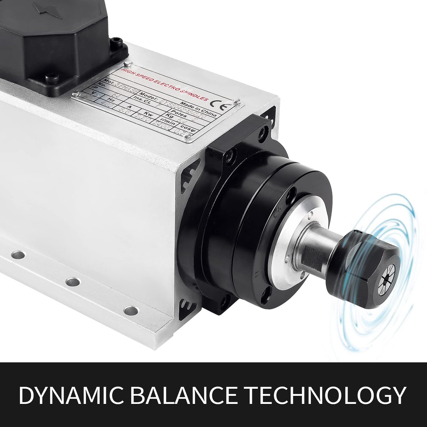 CNC Spindle CNC Motor 110V 2.2KW 2200W ER20 Square Air Cooled Spindle Motor 4 Bearings 24000RPM 400HZ for CNC Router Machine