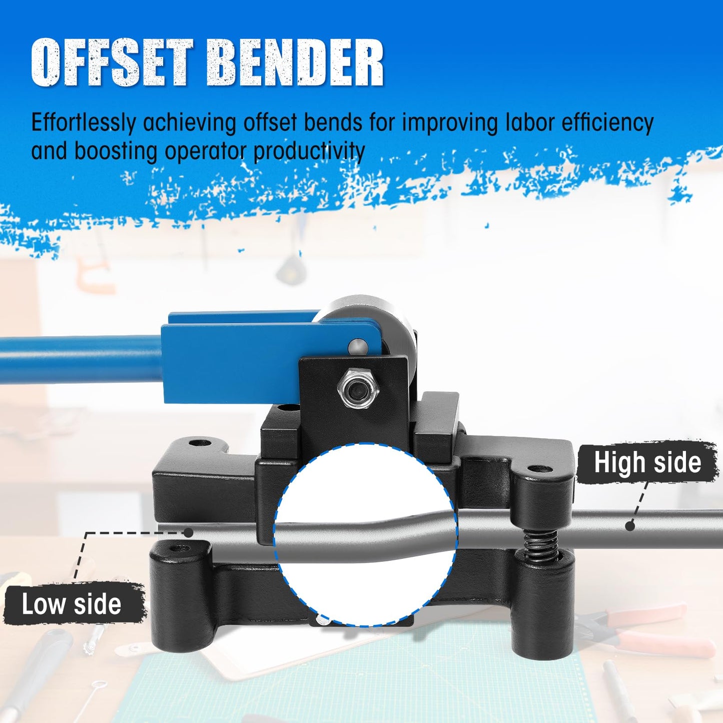 SDSNTE Conduit Offset Bender 2 in 1 - both ½“& ¾” EMT, Ensuring Precise and Efficient Electrical Installations, Blue