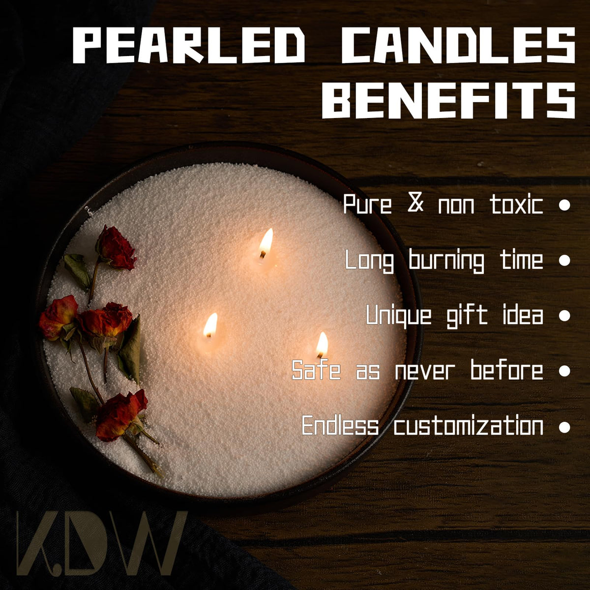 Candle Sand 4LB Sand Candles with Wicks Candle Making Kit Refillable Candle Wax Pearled Candles Sands and Wicks(50) Candles Refill Kit for Weddings, Dating, Halloween, Christmas