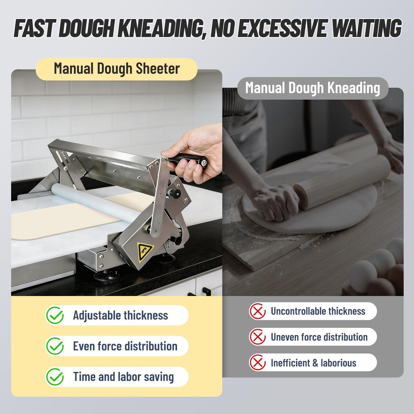 HNZXIB Foldable Dough Sheeter Machine, 15.75''×35.5''Manual Stainless Steel Portable Dough Roller with Silicone Pastry Mat, for Commercial Home Bakery, Puff Pastry, Pizza, Croissant