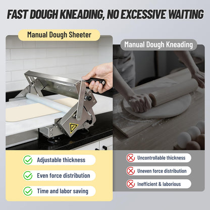 HNZXIB Foldable Dough Sheeter Machine, 15.75''×35.5''Manual Stainless Steel Portable Dough Roller with Silicone Pastry Mat, for Commercial Home Bakery, Puff Pastry, Pizza, Croissant