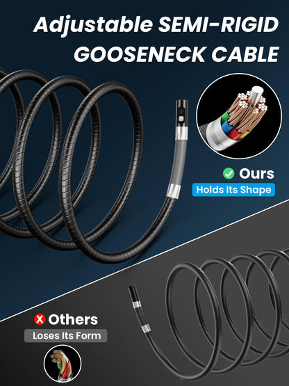 Acoath Two-Way Articulating Borescope, Endoscope Camera with Light, Dual-Lens 1080P Industrial Inspection Camera, 4.3" IPS Screen, 32GB Card, IP67 Waterproof Sewer Tools - 5FT