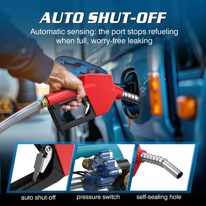 SEESII Fuel Transfer Pump Battery-Powered: 12 GPM Electric Diesel Transfer Pump with 2 x 21V 4.0Ah Batteries, Portable Cordless Pump Kit with Auto Shut-Off Nozzle & 2x6.6 FT Hoses for Diesel Kerosene