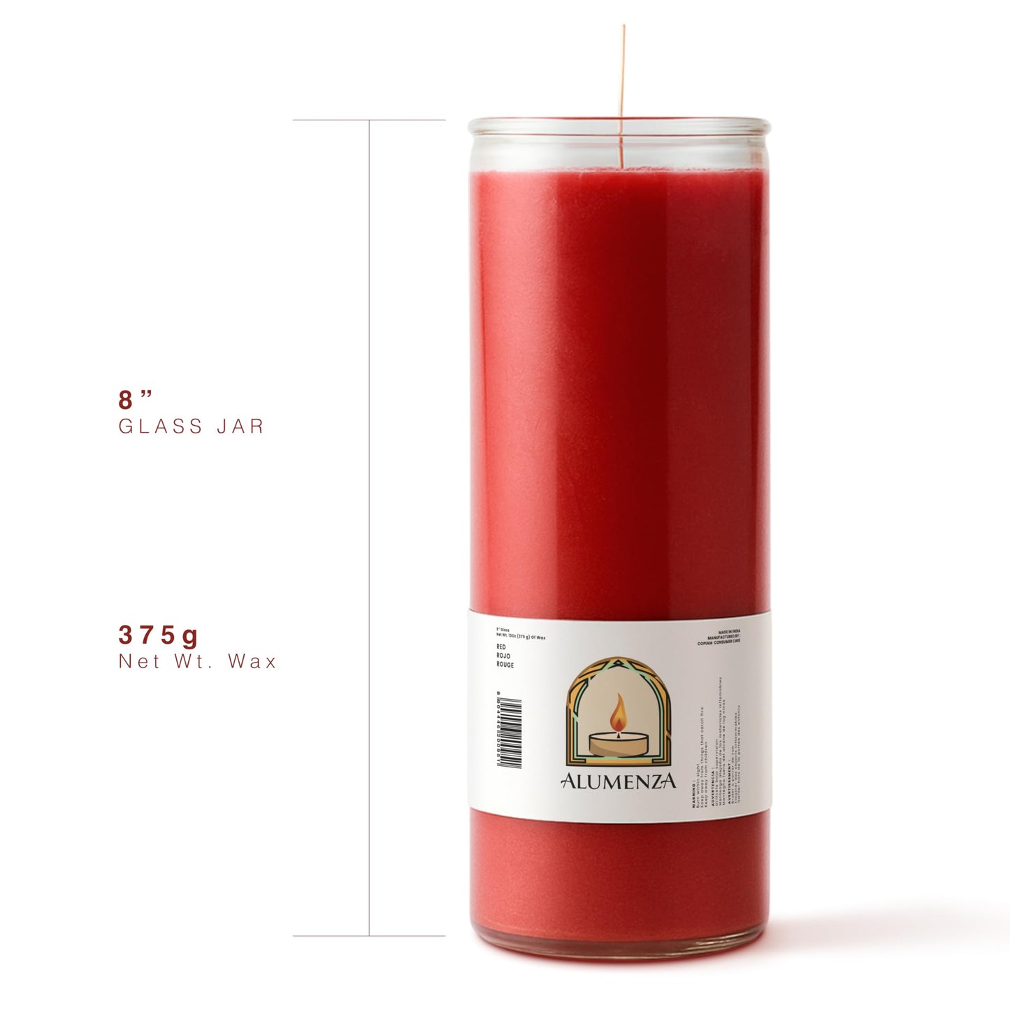 Alumenza Bulk 6 Pack Red 7 Day Candles in Glass Jar – Paraffin Wax, Clean Burning Unscented | Large & Tall Devotional Prayer Pillar Candles for Home, Memorial, Spells, Long Lasting