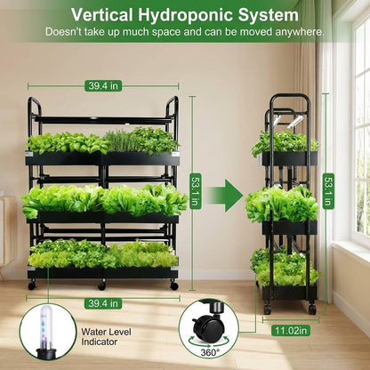 Kaforble Large 3-Tier Indoor Hydroponics System Kit with Grow Lights, Dual Growing Medium, Double Water Pump Indoor Garden, 88 Pods for Vegetables Herbs Microgreens (Black)