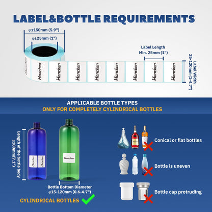 Hanchen Manual Round Bottle Labeling Machine with Comfort Press Handle for Precision & Speed, Adjustable Bottle Labeler Label Applicator Machine for Vial Light Small Bottles Effortless Labeling