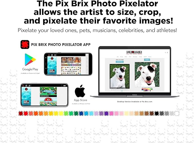 Pix Brix Pixel Art Puzzle Bricks Bucket – 1500 Piece Pixel Art Kit with 12 Colors Dark Palette – Interlocking Building Bricks 2D and 3D Builds – Stem Toys Ages 6 Plus
