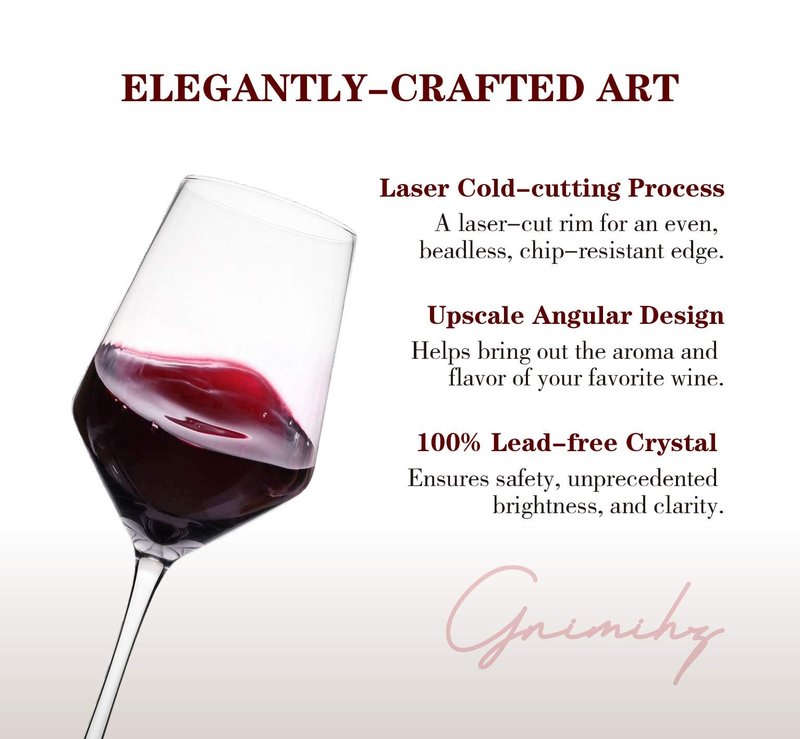 Gnimihz Wine Glasses Set of 4-15oz Wine Glass, Hand Blown Crystal Red Wine or White Wine Glass, Gifts for Women, Men, Wedding, Anniversary, Christmas, Birthday, Gift Packaging for Any Occasion