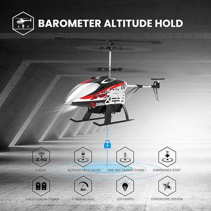 DEERC DE52 Remote Control HelicopterAltitude Hold RC Helicopters with Storage Case Extra Shell2.4GHz Aircraft Indoor Flying Toy with High&ampLow Speed Mode2 Modular Battery for 24 Min Play Boys Gi