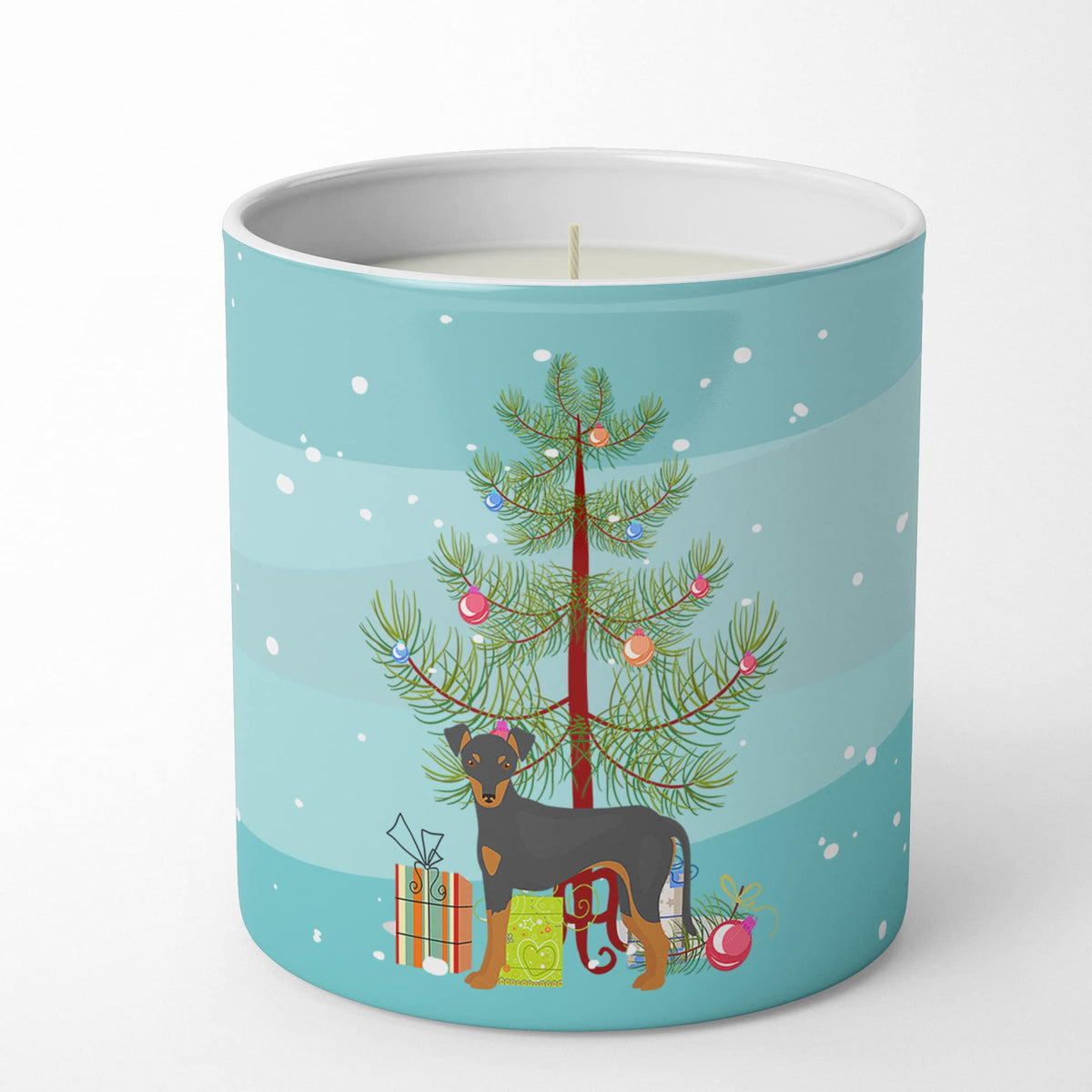 Caroline's Treasures CK3472CDL Manchester Terrier Christmas Tree 10 oz Decorative Soy Candle Nature Soy Wax Essential Oil Home Decor Ideal for Bedroom Kitchen Bath Office Gift, 10 oz