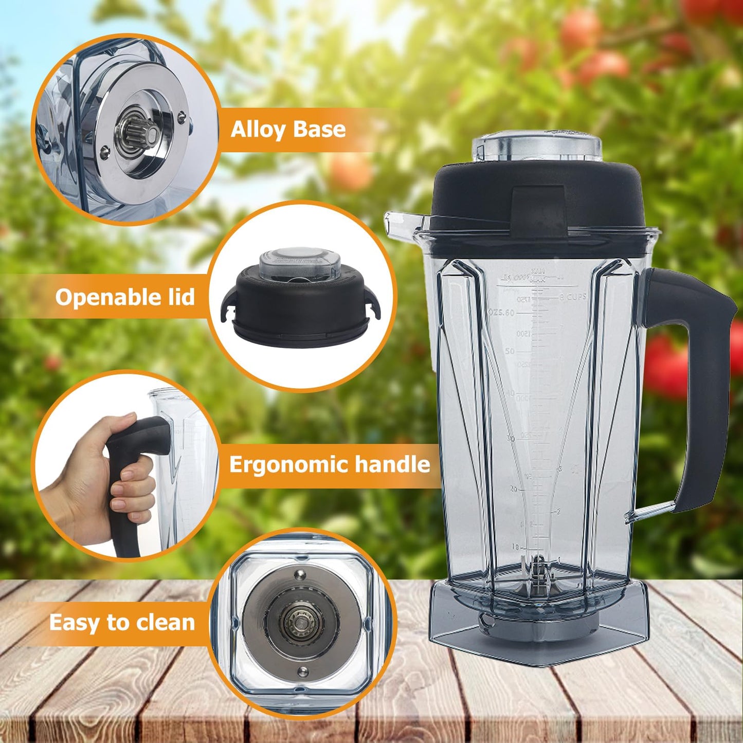 Blender Pitcher 64oz,Replace for Accessories 5200 5000 6500 7500 Pro500 750 Classic/Explorian/Commercial series Container Jar Cup