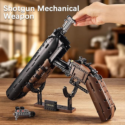 HIGH GODO Demon Anime Shotgun Building Block Set 890 PCS Model Guns Collection Model Building Bricks Set Shootable for Weapon Lovers Collectible Gifts Toys for Teens Adults 14+