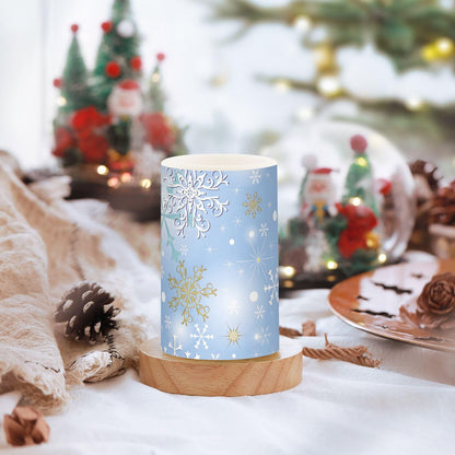 Christmas Lights Decorations Flameless Candles Christmas Silver Snowflake Pillar Candles Set of 2 Battery Operated Remote Control Warm Lights