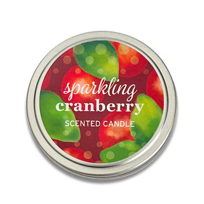 Greenwich Bay Hand-Poured Scented Candle in Decorative Tin – 4 oz/114 g Travel Candle with Lead-Free Wick, Vegetable Wax, Aromatherapy Gift, Single Wick – Made in USA (Sparkling Cranberry)