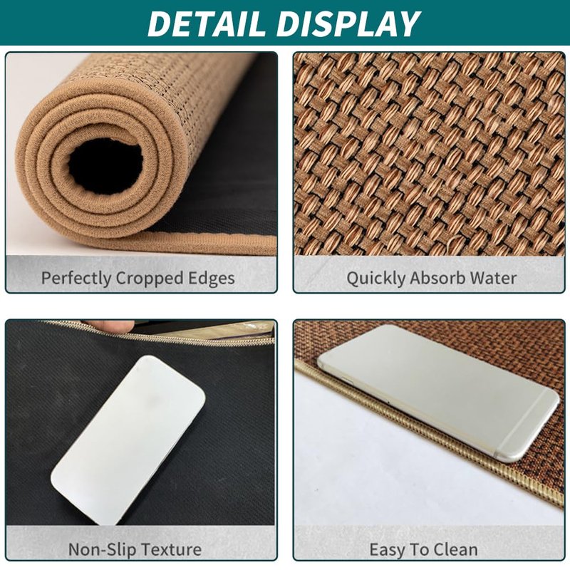 iayokocc Kitchen Mats, Non Slip, Foldable Linen Porch Water Absorbent Laundry Rooms Front Sink Kitchen Floor Mats Carpet for Bathroom, Laundry Room, Office