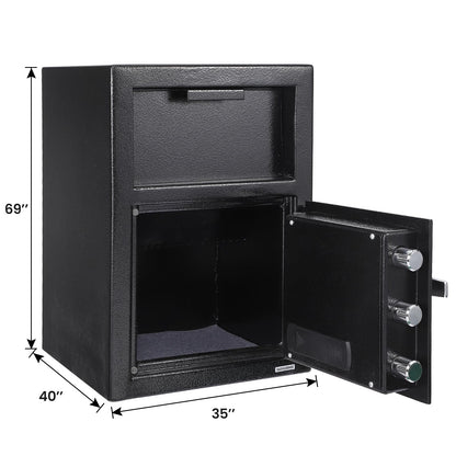 2.5 Cu.Ft Heavy Duty Drop Safe for Business With Digital Keypad, Depository Safe for Money with Drop Slot, 20" x 15.7"x 13.8", Office Safe Box for Money and Mail, Black