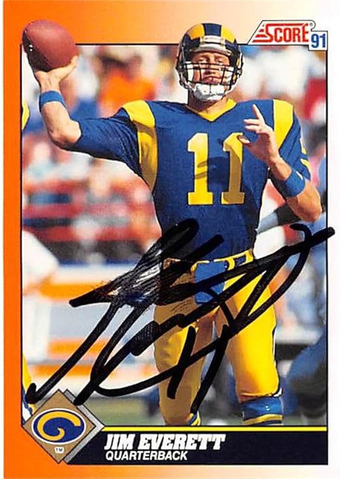 Sports Memorabilia Autograph Warehouse 444714 Los Angeles Rams 1991 Score 367 Jim Everett Autographed Football Card