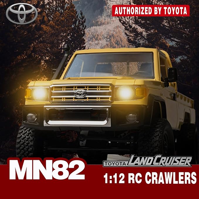 MN82 RC Rock Crawler 2.4Ghz Toyota Remote Control Truck 4WD 2 Speeds Switch RC Crawler Off-Road Pick-up with 2 Upgraded 1200mah Battery 1/12 Scale Trucks (with Gift)