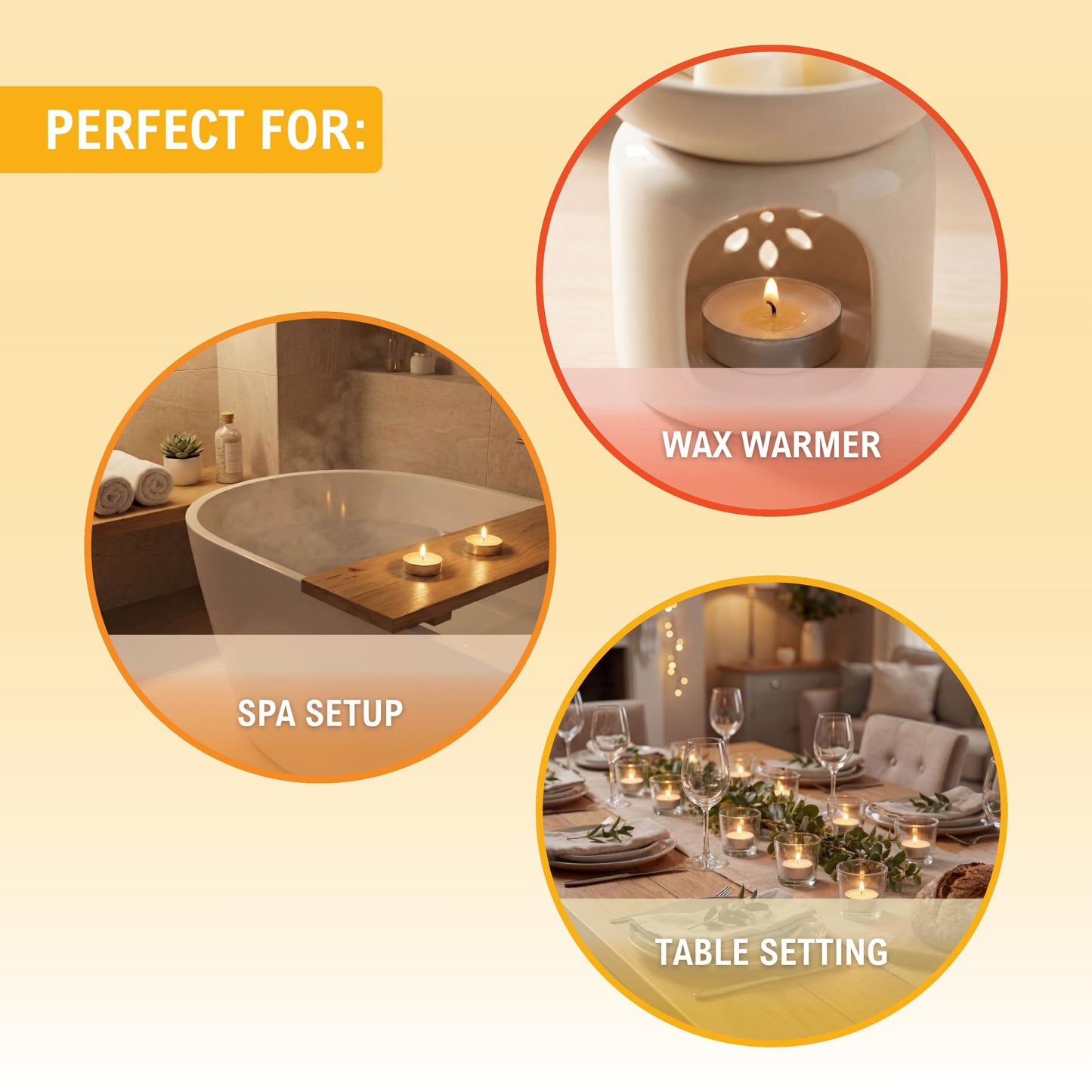 PAMI Unscented Paraffin 1in Tea Lights, Small Round Candles, 2.5 Hours Burn Time, Perfect for Votive Holders (50-Piece Bag White)
