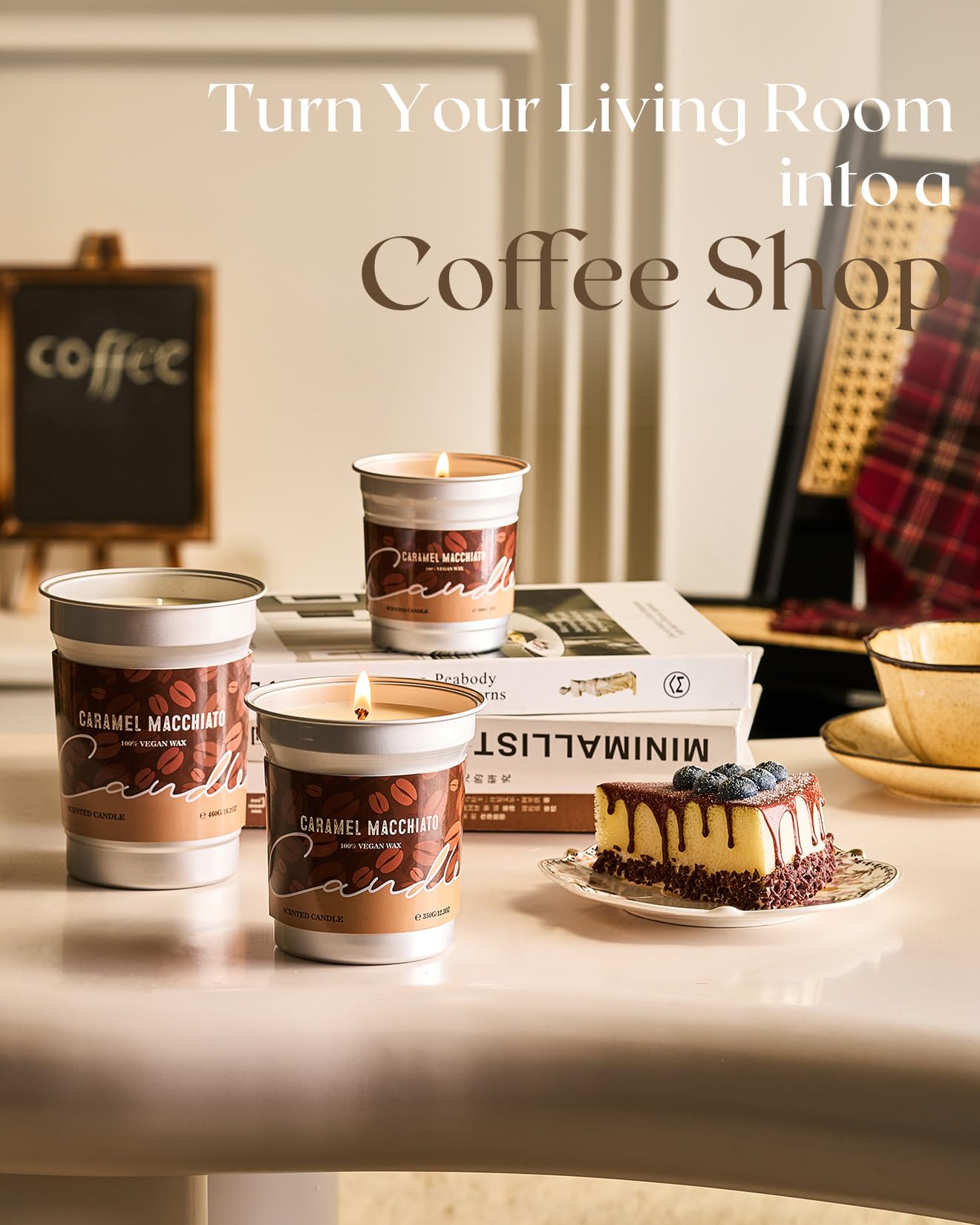 M&SENSE Caramel Macchiato Scented Coffee Candle, 16.2oz