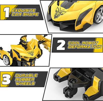 BLUEJAY Transform Rc Cars for Boys 4-7 8-12 2.4Ghz Remote Control Car 1:18 Scale Transforming Robot One-Button Deformation 360° Rotation Car Toy Gifts for Boys 3-5