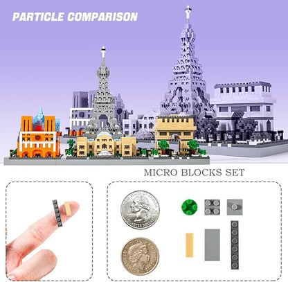 DAHONPA Paris Skyline Architecture Micro Mini Building Blocks Set(2462 Pieces) Gift for Kids and Adults