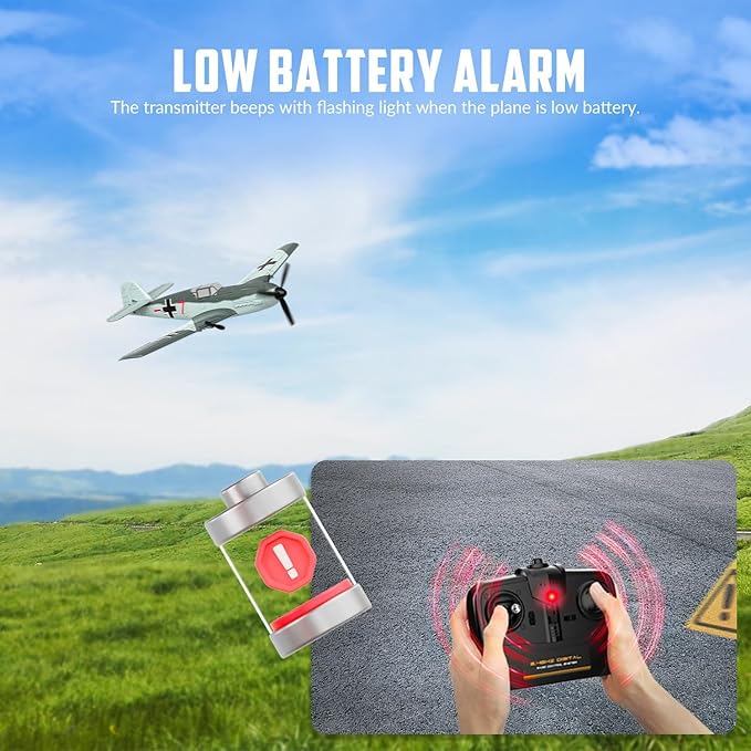 volantexrc RC Plane 3 Channel Remote Control Airplane Fighter Toys 2.4GHz 6-axis Gyro Stabilizer RTF Glider Aircraft Plane Easy to Fly for Adults Beginners (BF109)