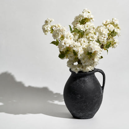 LB2 Black Ceramic Large Vase, 11.2" Tall Zen Style Vase, Terra Cotta Pitcher, Distressed Farmhouse Decor, Pottery Decorative Flower for Home Decor (D - Black 11.2")