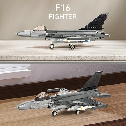 DAHONPA F-16 Fighting Falcon Military Army Airplane Building Bricks Set 520 Pieces Air-Force Build Blocks Toy Gift for Kid and Adult.