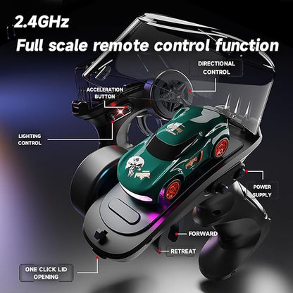 Mini RC Car 1:64 Scale Supercar Toy Car &amp Remote Control Integrated Design 26km/h High Speed Fun MINI RC Vehicle. (Green)