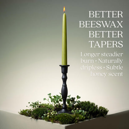 Bluecorn Beeswax Taper Candles, 100% Pure Natural Bees Wax, Pair of 12 Inch Sage Green Tapered Candlesticks, Clean Burning & Dripless, Fragrance Free, Long Lasting, Home Decor, American Made, 1 Count
