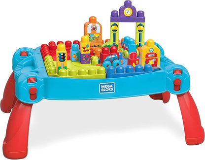 Mega Bloks First Builders Build 'n Learn Table with Big Building Blocks Building Toys for Toddlers (30 Pieces)