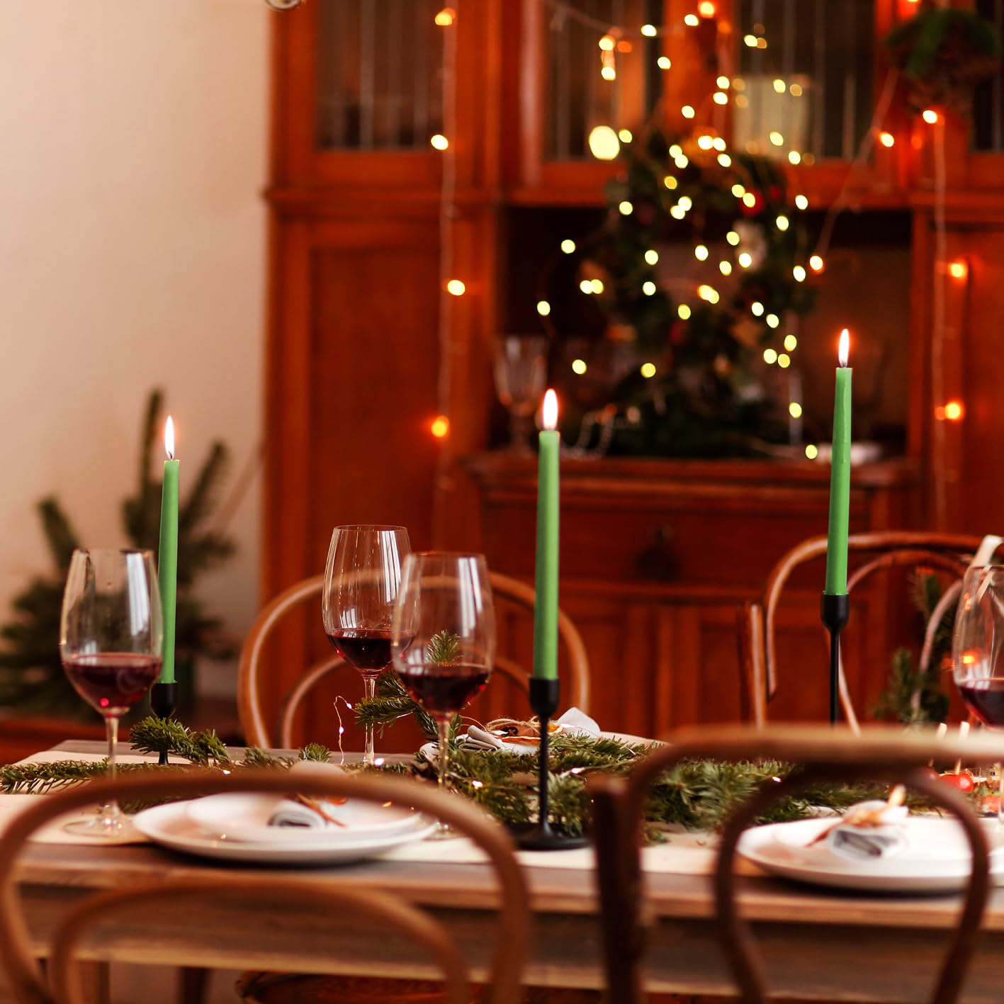 6 Pcs Bayberry Taper Candle Christmas Table Decoration Bayberry Scented Taper Candle Dinner Christma Candles for Christmas Holiday Collection