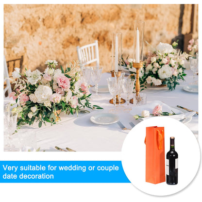 UXCell Orange 4x4x14 Paper Wine Tote Bags - 24pcs with Handles for Wedding, Birthday, Christmas Parties