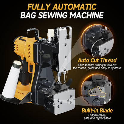 CAMXTOOL Cordless Bag Sewing Machine Compatible with Dewalt 20V Max Battery, Auto Heavy-duty Bag Closing Machine, Portable Industrial Bag Sewer for Sack Woven Bag Kraft Paper Bag Sealing, Tool Only