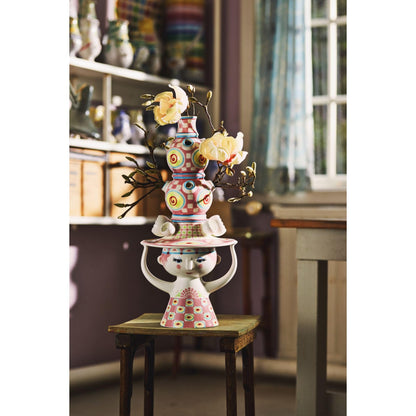 Bjorn Wiinblad Dora Tealight Holder, Blue Harlequin, 5.1" D, Gift Box Included