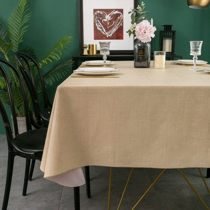LIBERECOO Vinyl Tablecloth with Flannel Backing, Champagne, Waterproof, Stain-Resistant, Easy-Clean Table Cover for Dining, Kitchen, and Outdoor Use, 60" x 84" Rectangle
