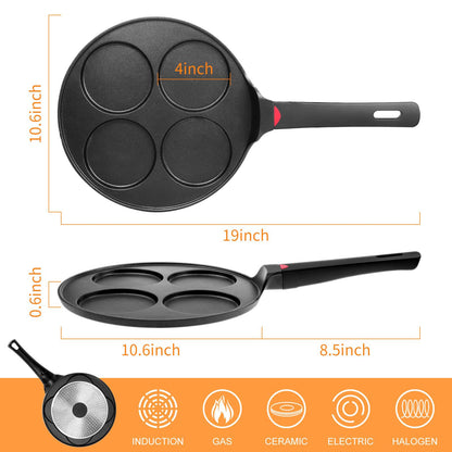 CAINFY Non Stick 11 Inch Granite Coated Crepe Pan - Lightweight 4.27 Quart Dosa Pan with Comfort Stay Cool Grip Handle - Induction Compatible PFOA Free Tortilla Cookware (Black)