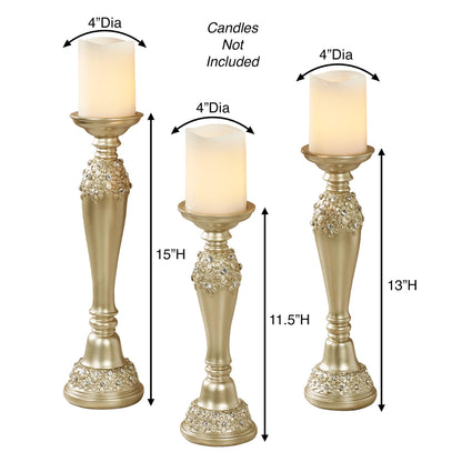 Rya Gem Candleholders Champagne Gold Set of Three