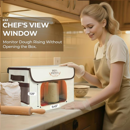 DEVA Fronsa Foldable Bread Proofing Box‌ - 36L Large Dough Proofer with 3-Sided Heating, 24H Timer+Temp Control(50-113℉) with Front Window & Metal Rack for Sourdough, Yogurt & Bread Baking