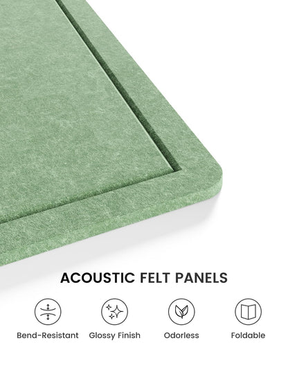 Fluxynara Bulletin Board,35.4" x 23.6" Cork Board Alternative with 12 Safe Removable Adhesive Tabs, Foldable Felt Pin Board for Home Office, Classroom, Bedroom,Entryway for Walls—Moss Green