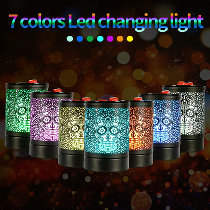 Enaroma Fragrance Wax Melts Warmer with 7 Colors LED Changing Light Classic Black Forest Design Scent Oil Candle Warmer for Home Skull
